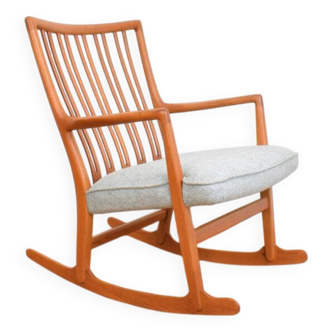 Fauteuil à bascule en chêne ML33 de Hans J. Wegner pour A/S Mikael Laursen, années 1950