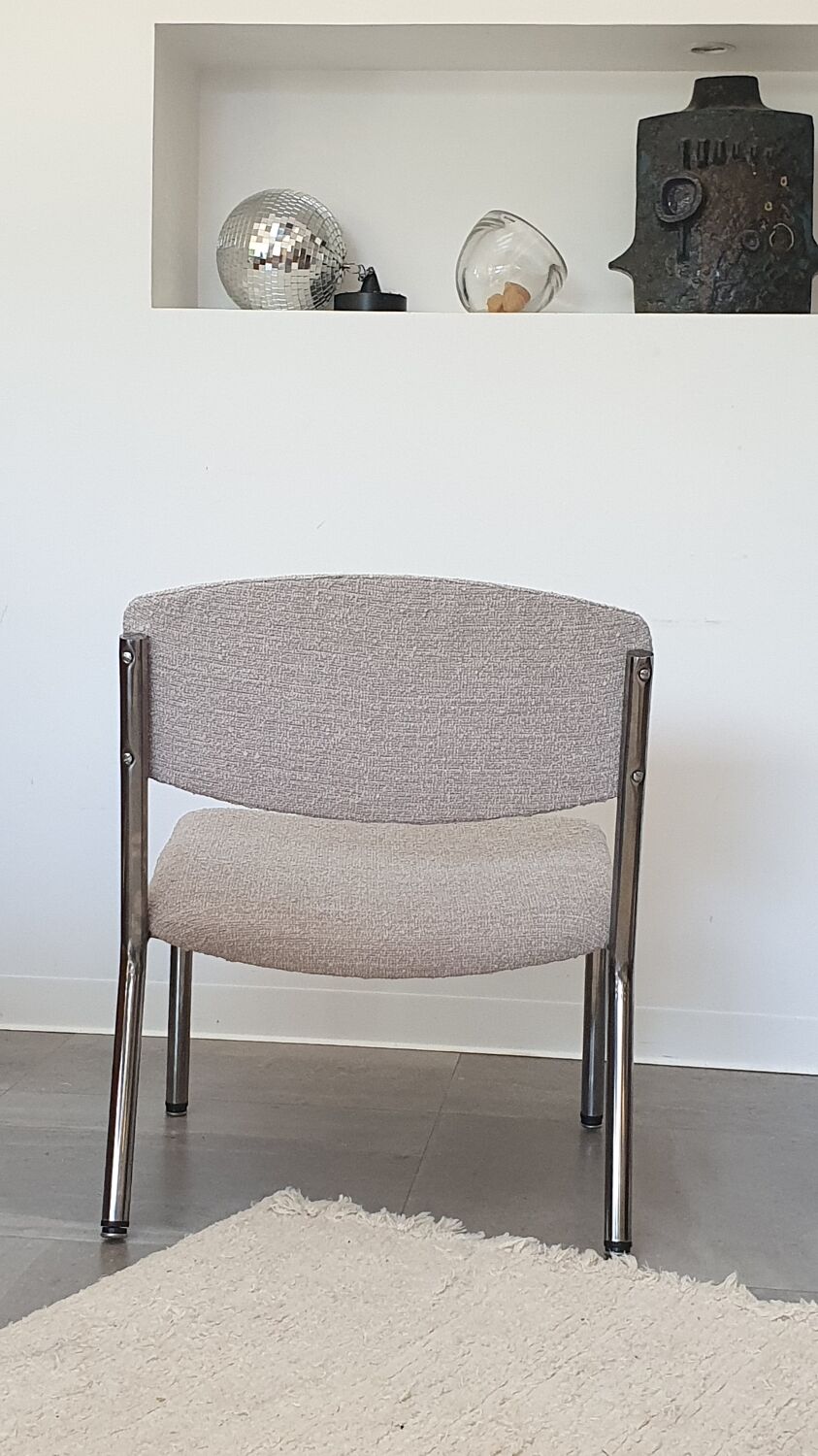 Chauffeuse fauteuil design vintage des années 70 bouclette