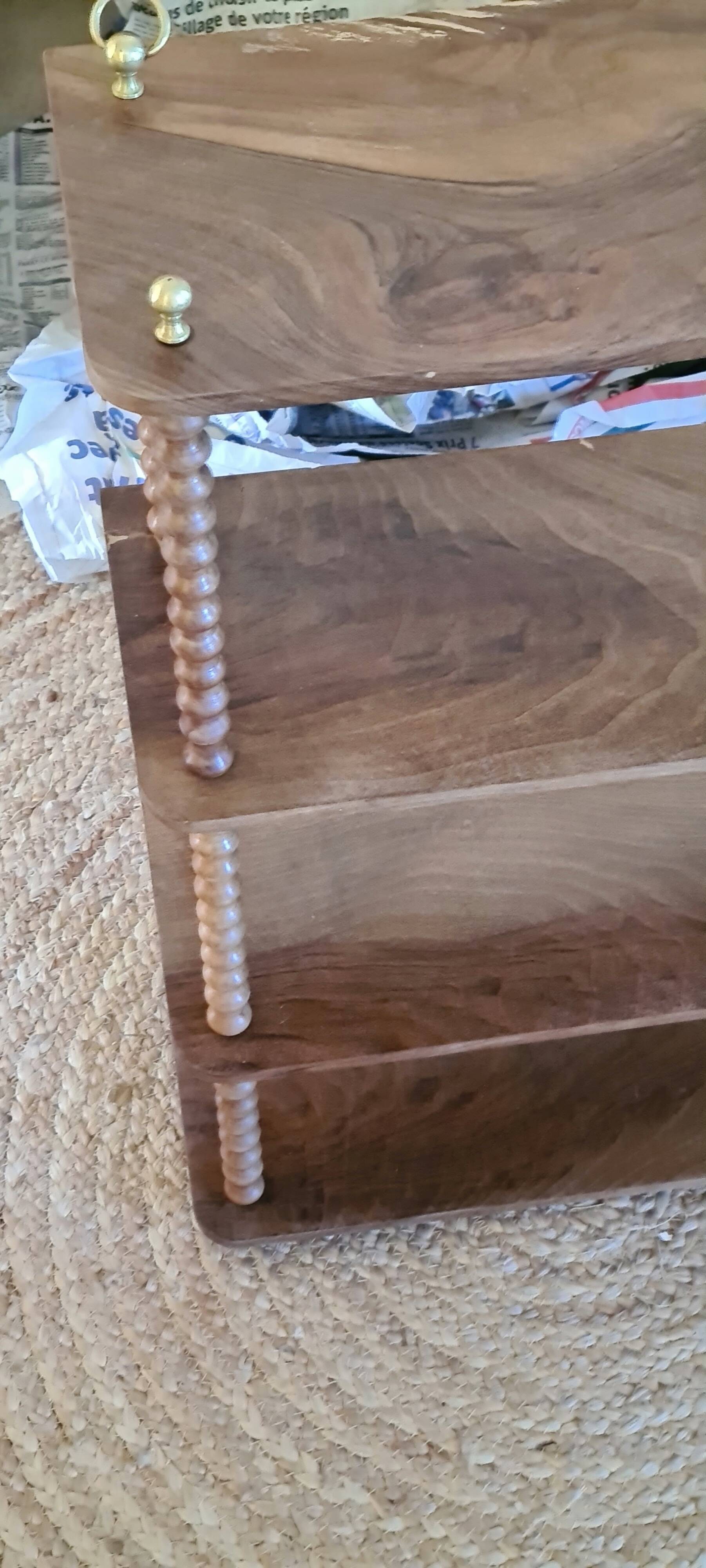 Vintage shelf turned wood and brass