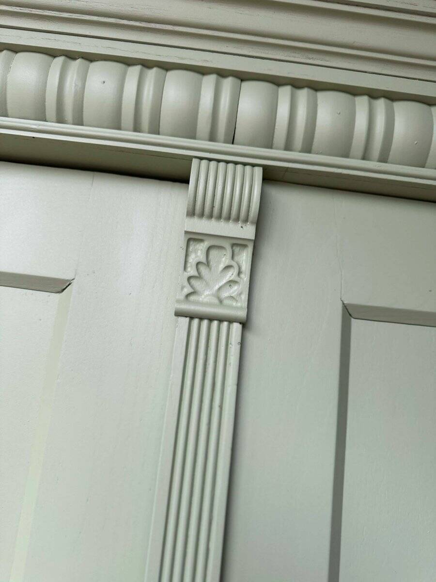 Antique painted green wooden wardrobe