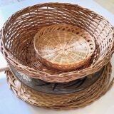 VINTAGE Wicker and Brass Wall COMPOSITION