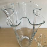 Trio of vintage blown glass handkerchief vases