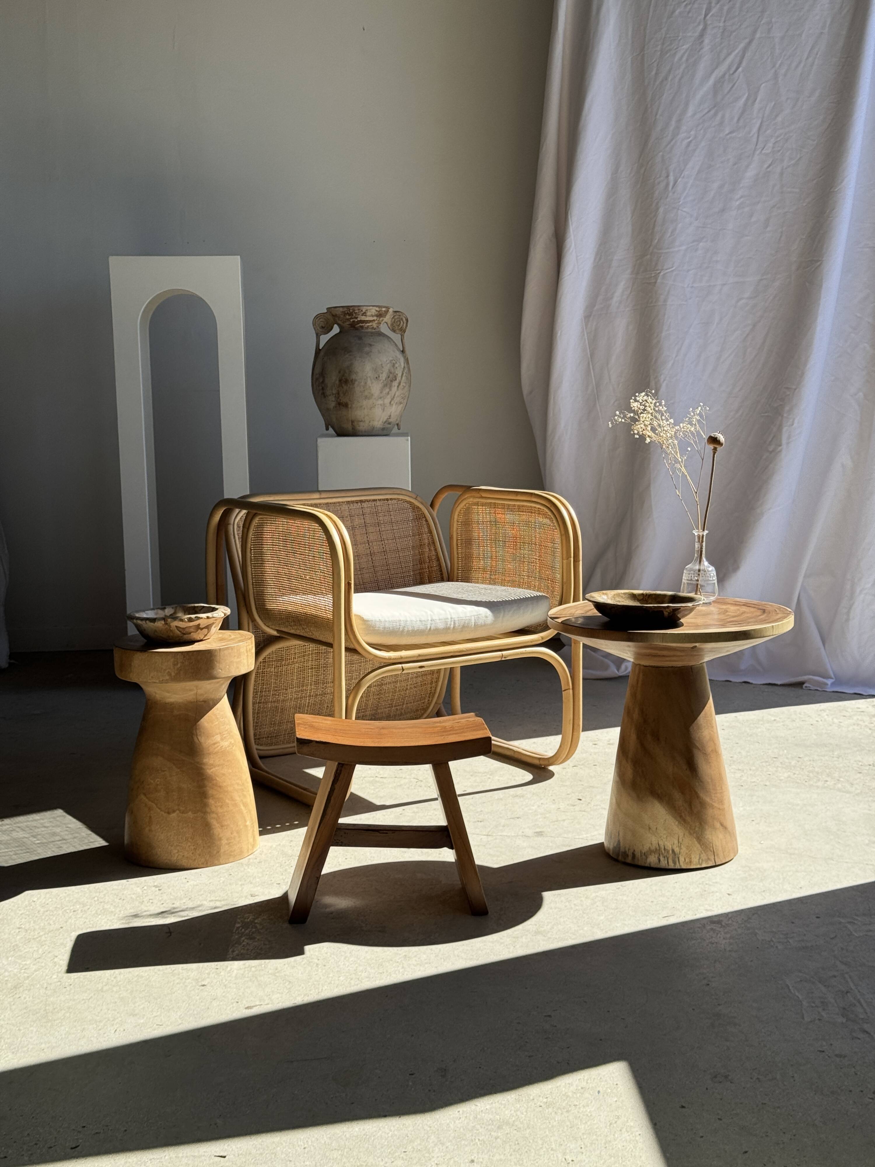 Stool, side table, end table in natural solid mango wood.