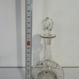 Antique blown glass carafe, enamelled with floral decoration, in the style of Legras.