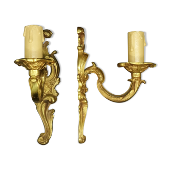 Pair of 1-fire wall light Louis XV style