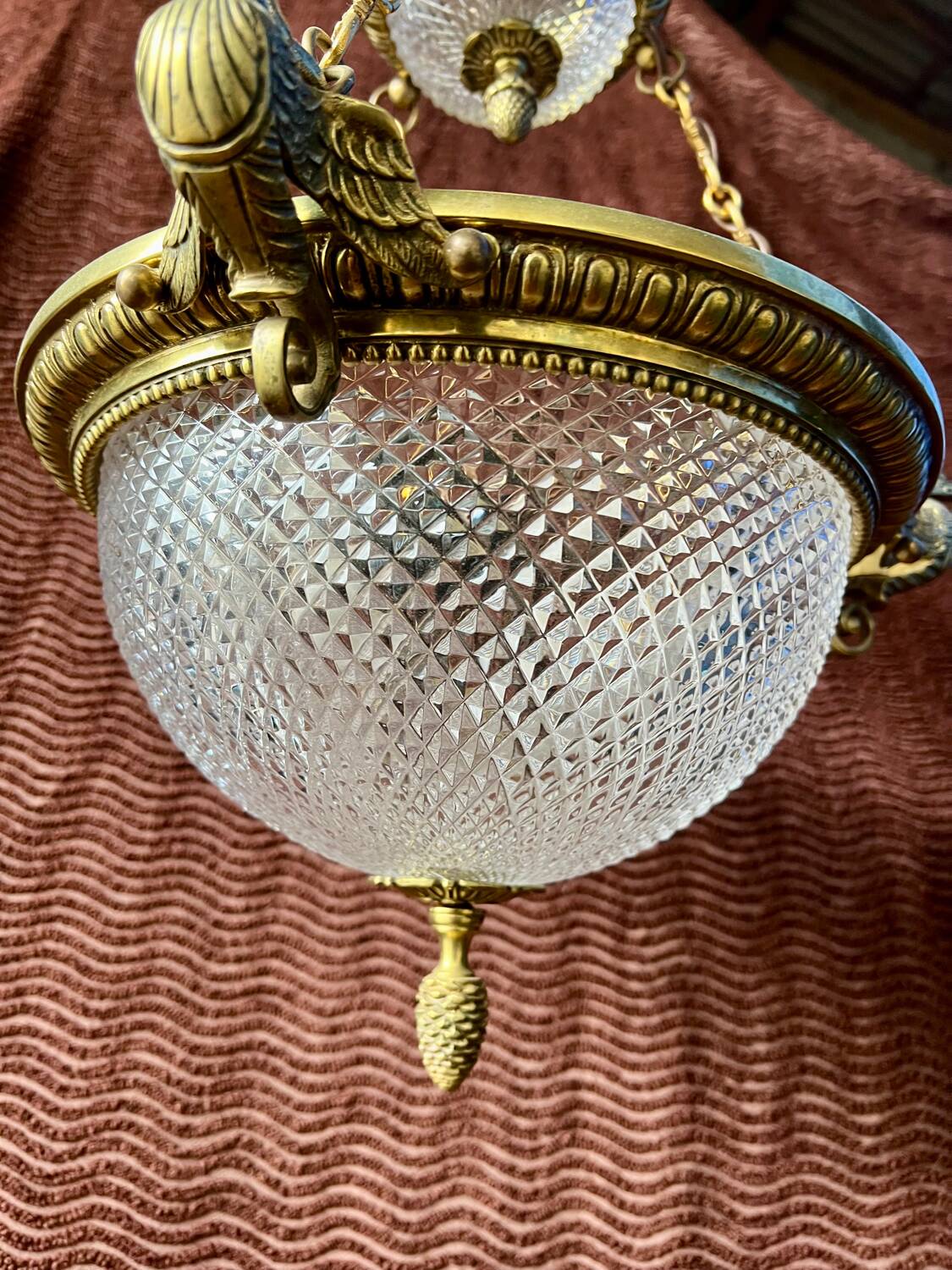 Antique Empire gilt bronze swan neck chandelier