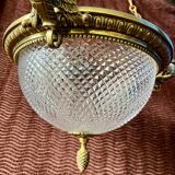 Lustre ancien en bronze dore empire col de cygne