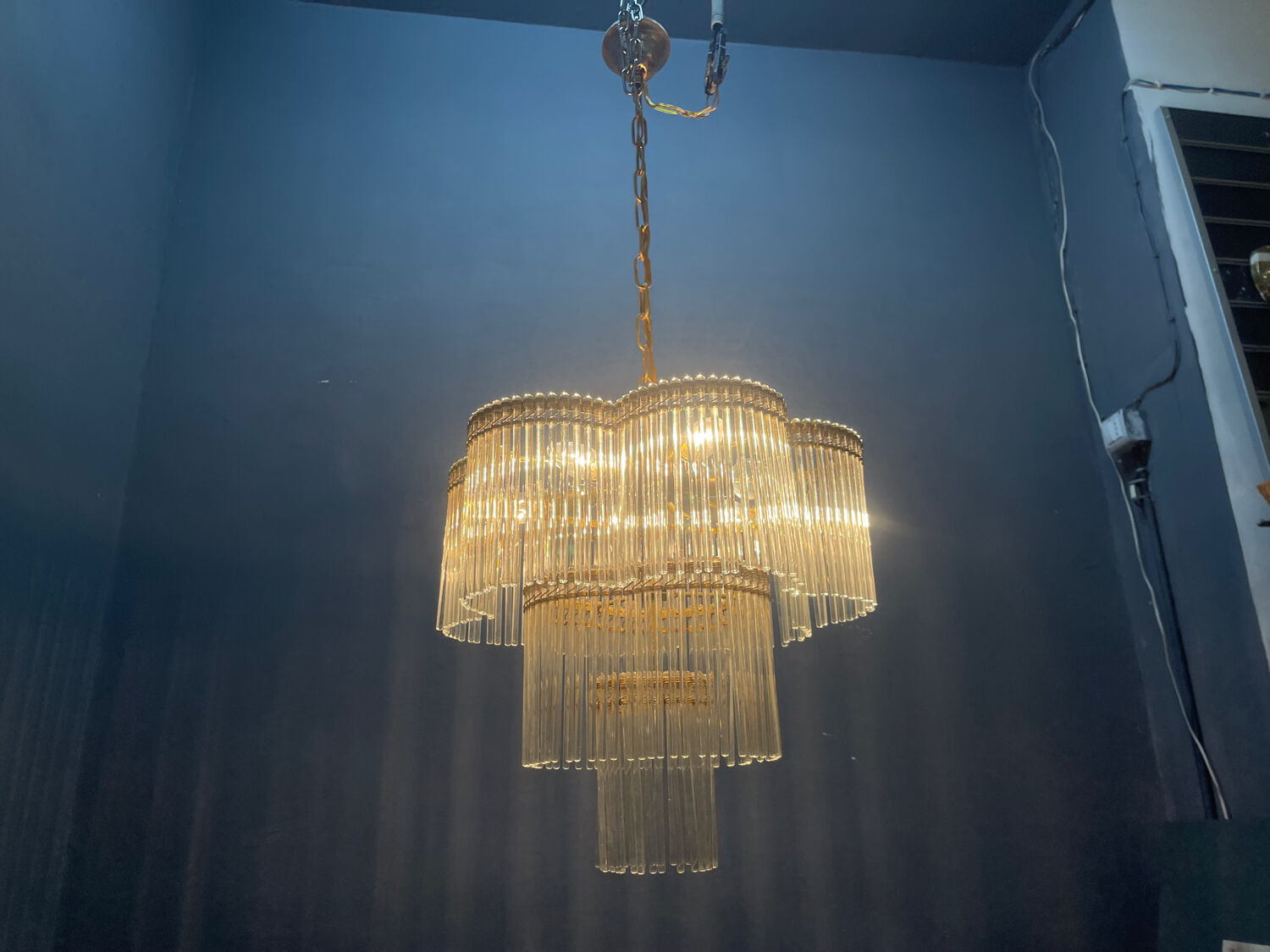Murano Glass Rod Chandelier 1960’s 