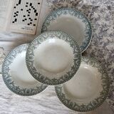4 assiettes creuses anciennes terre de fer – Moulins des Loups, modèle Wilb