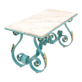 Table basse fer forgé et marbre, 1950