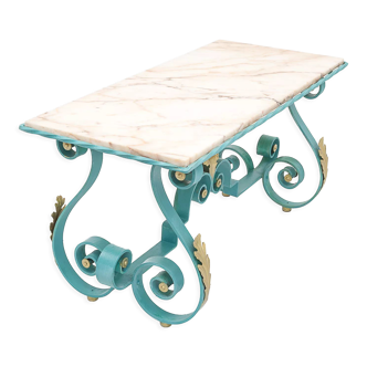 Coffee table wrought iron and marble, 1950