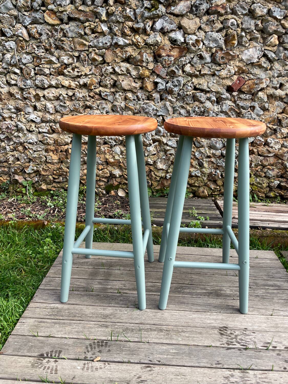 Pair of vintage wooden stools