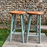 Pair of vintage wooden stools