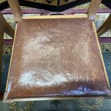 Suite of 6 oak and leather chairs 1950