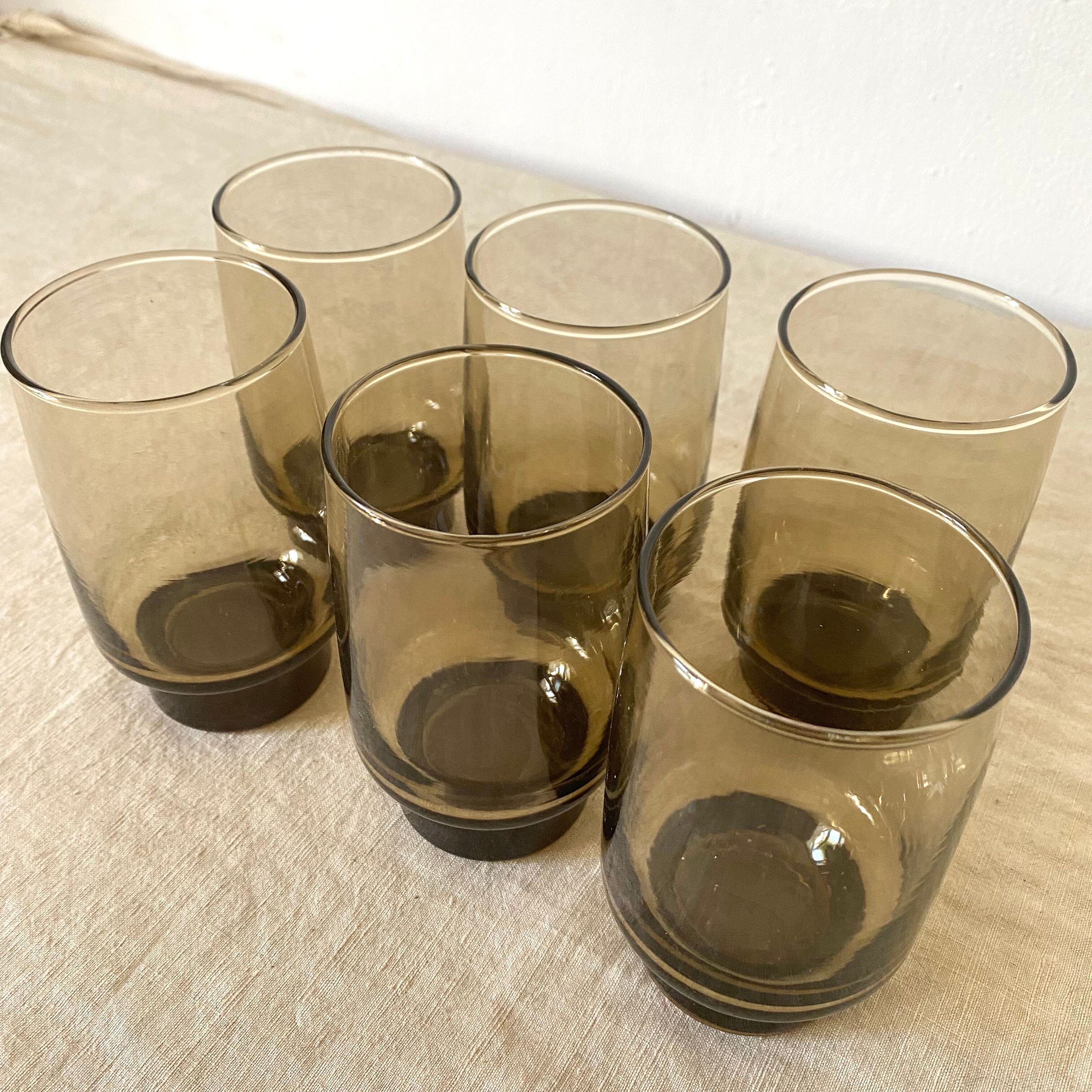 Vintage high glasses in smoked glass