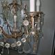 Brass chandelier with glass shaft, crystal tassel plates and daggers - 6 lights