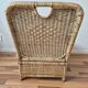 Vintage foldable beach chair, picnic in rattan and leather.