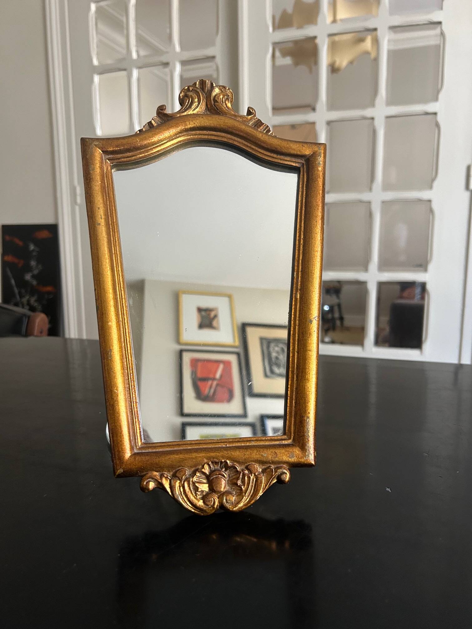 gold wood wall mirror