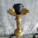 Pair of bronze candlesticks transformed into lamp bases