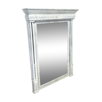 Miroir trumeau ancien repeint en blanc 81x102cm