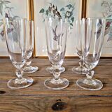 Vintage crystal champagne flutes, low stem (set of 6)