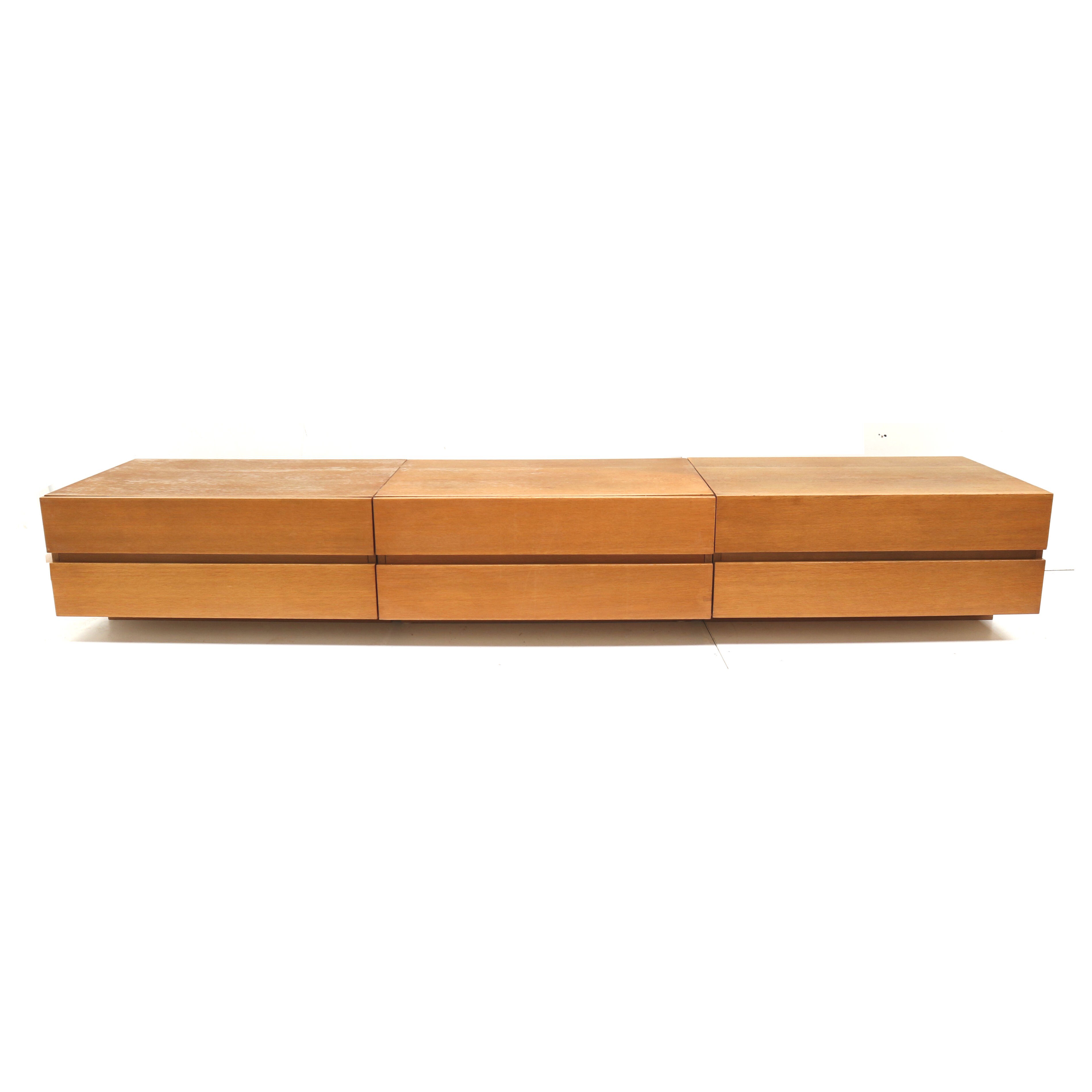 Vintage low sideboard with drawers from the 1970s