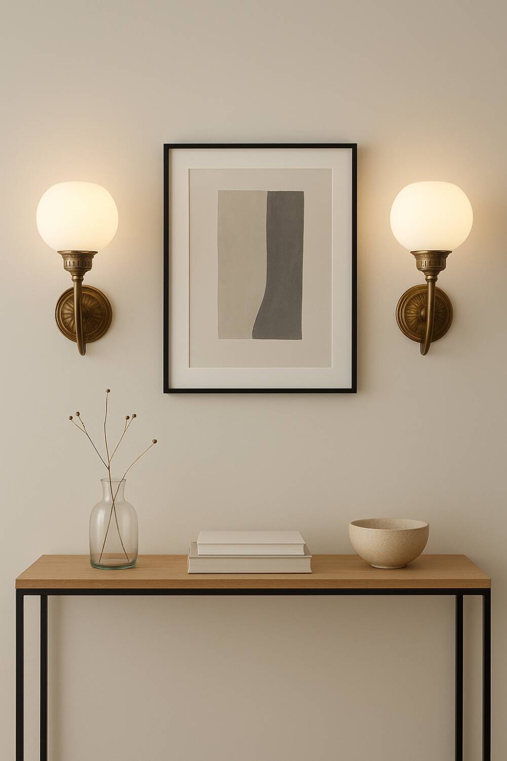 Pair of Napoleon III style brass and opaline wall lights