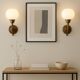 Pair of Napoleon III style brass and opaline wall lights