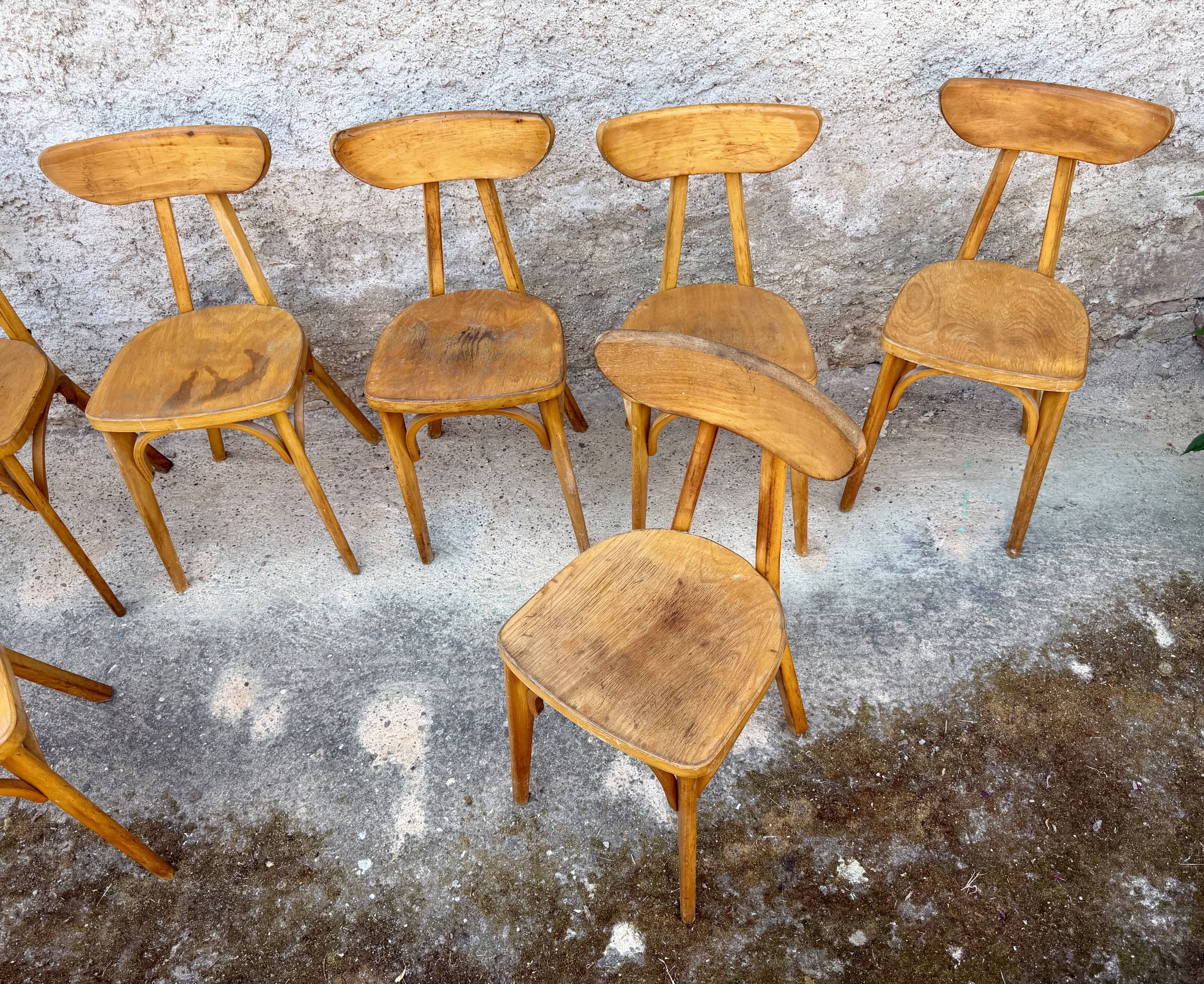Série de 9 chaises bistrot lutherma banane boomerang