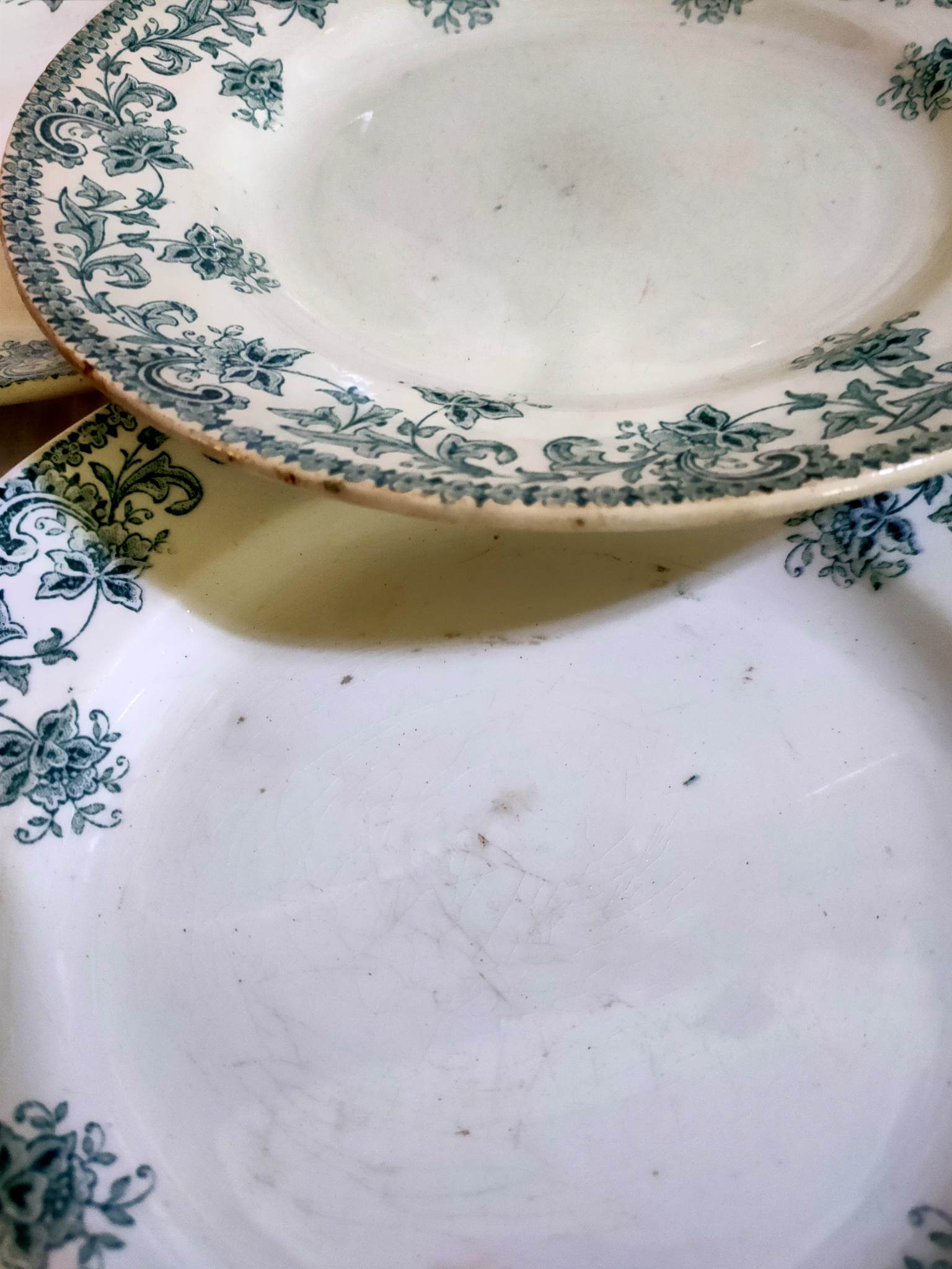 5 flat plates green iron earth earthenware from st amand