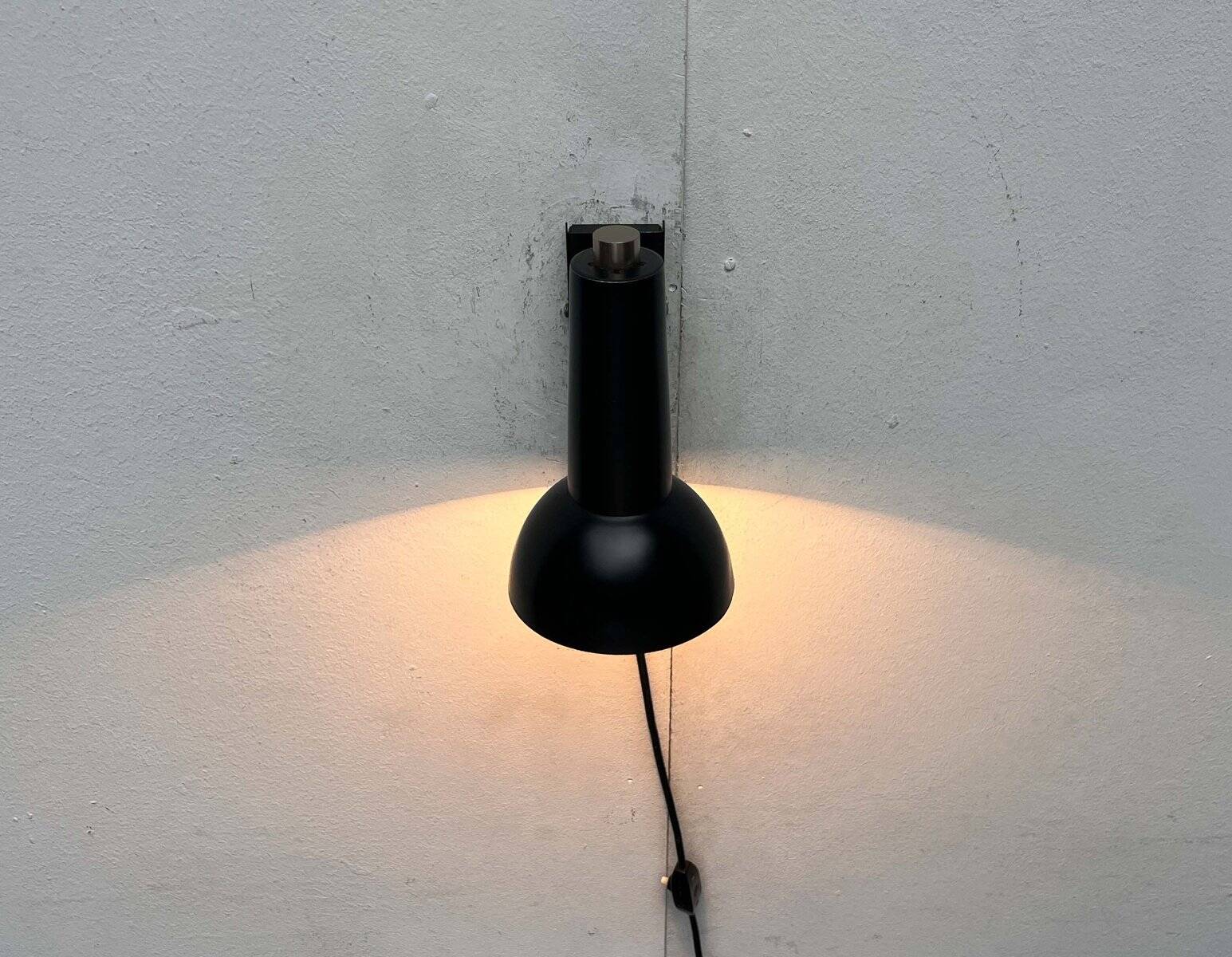 Mid-century German black minimalist wall lamp by Hustadt, 1960s.