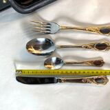 Cutlery set SBS Bestecke Solingen 70 pieces gold plated, vintage