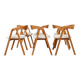 Set of 6 rustic oak wood dining chairs in safari beige.