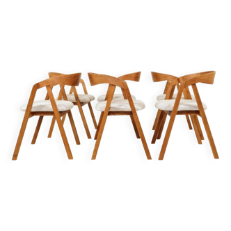 Dining chairs set of 6 rustic oak wood safari beige 