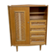🌿 Armoire vintage bois & cannage – Style scandinave ✨