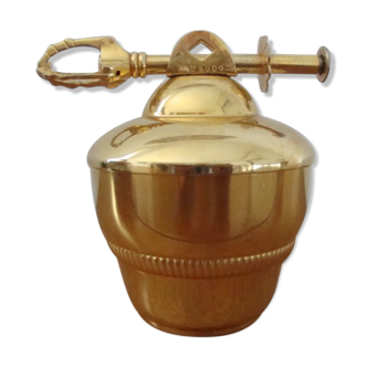 Sucrier et sa pince crabe vintage en métal doré (2 poinçons)