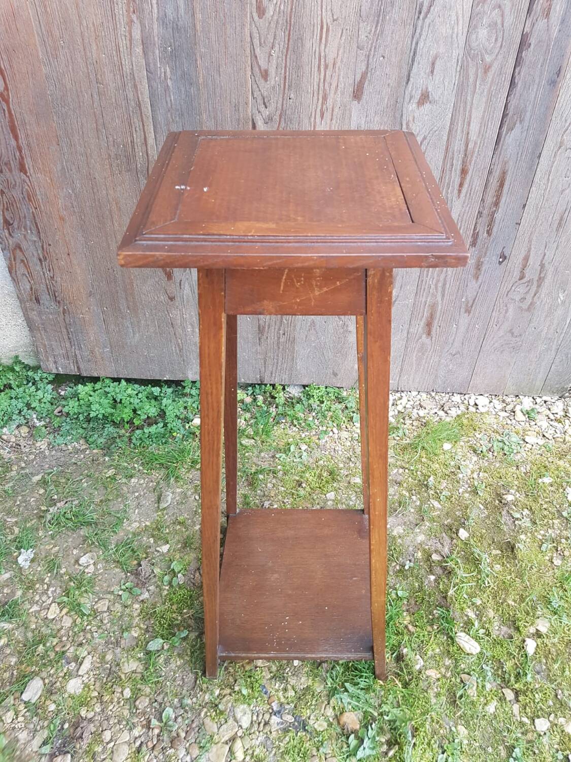 Sellette table appoint bois pieds compas vintage