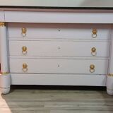 Empire Commode 19th Century - Couture Redesign "Marshmallow" & Gold Leaf