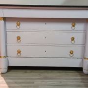 Commode Empire XIXe - Relooking Couture "Guimauve" & Feuille d'Or