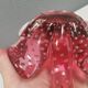 Stylish Murano glass bowl/ashtray in pink, shaped like a four-leaf clover.