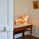 Floral fabric table lamp