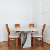 Table à manger circulaire en travertin - Claude Berraldacci