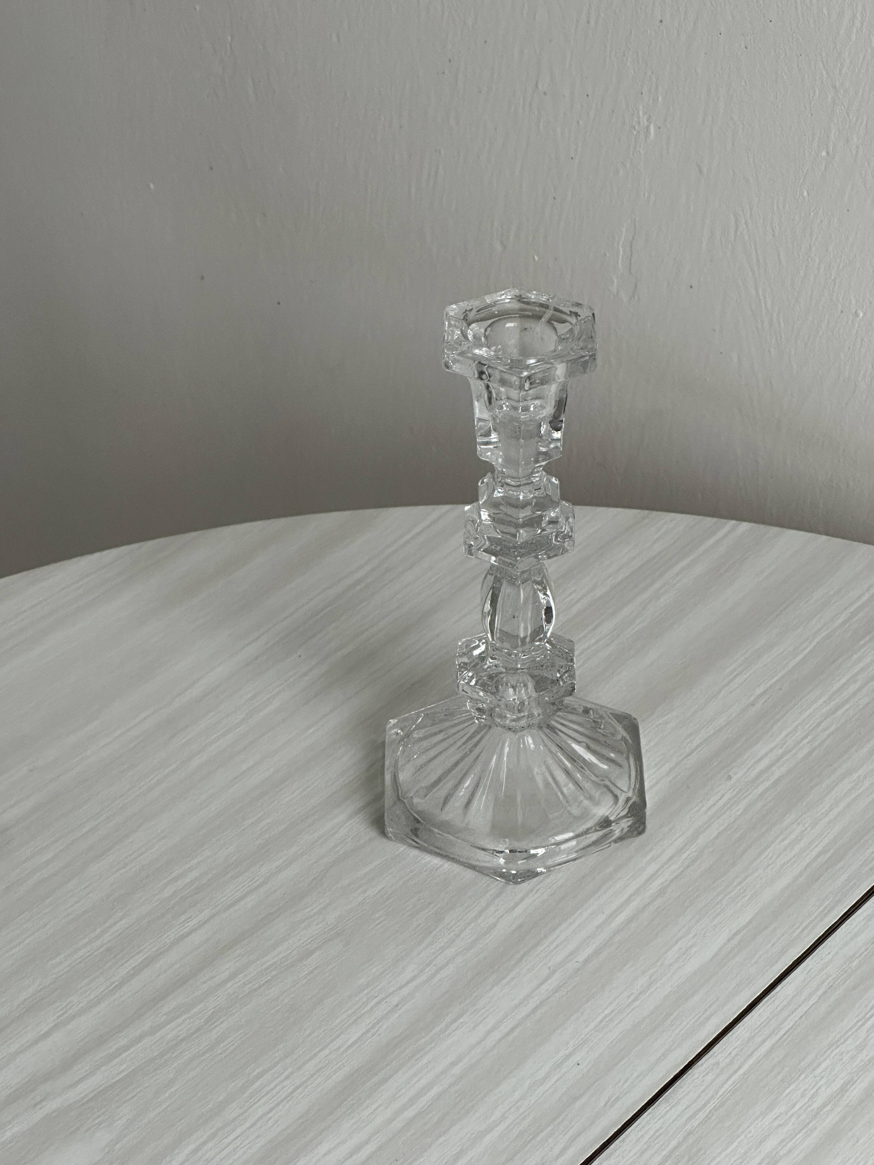 cut glass transparent candlestick