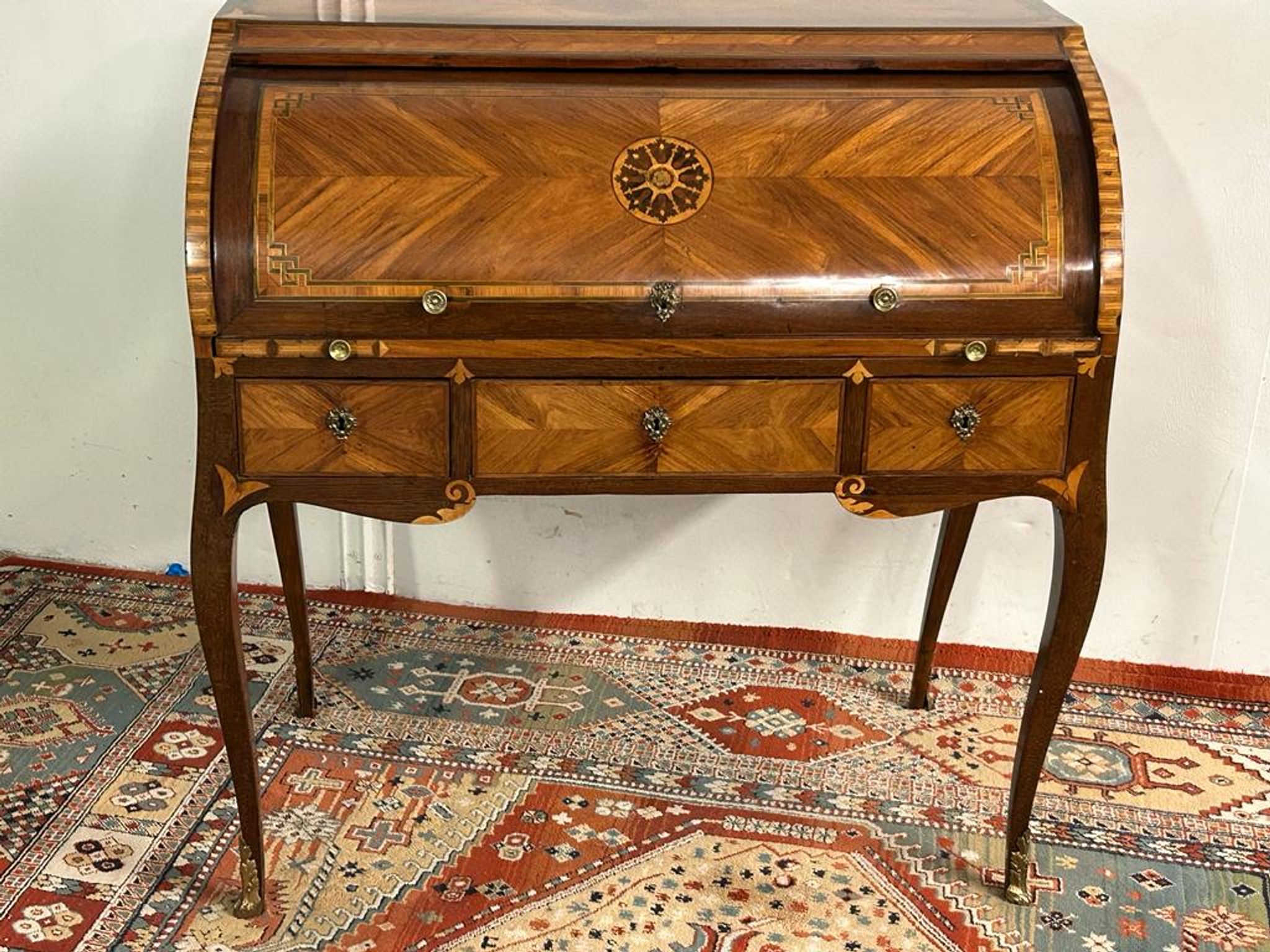 Desk cylinder marquetry louis xv period eighteenth