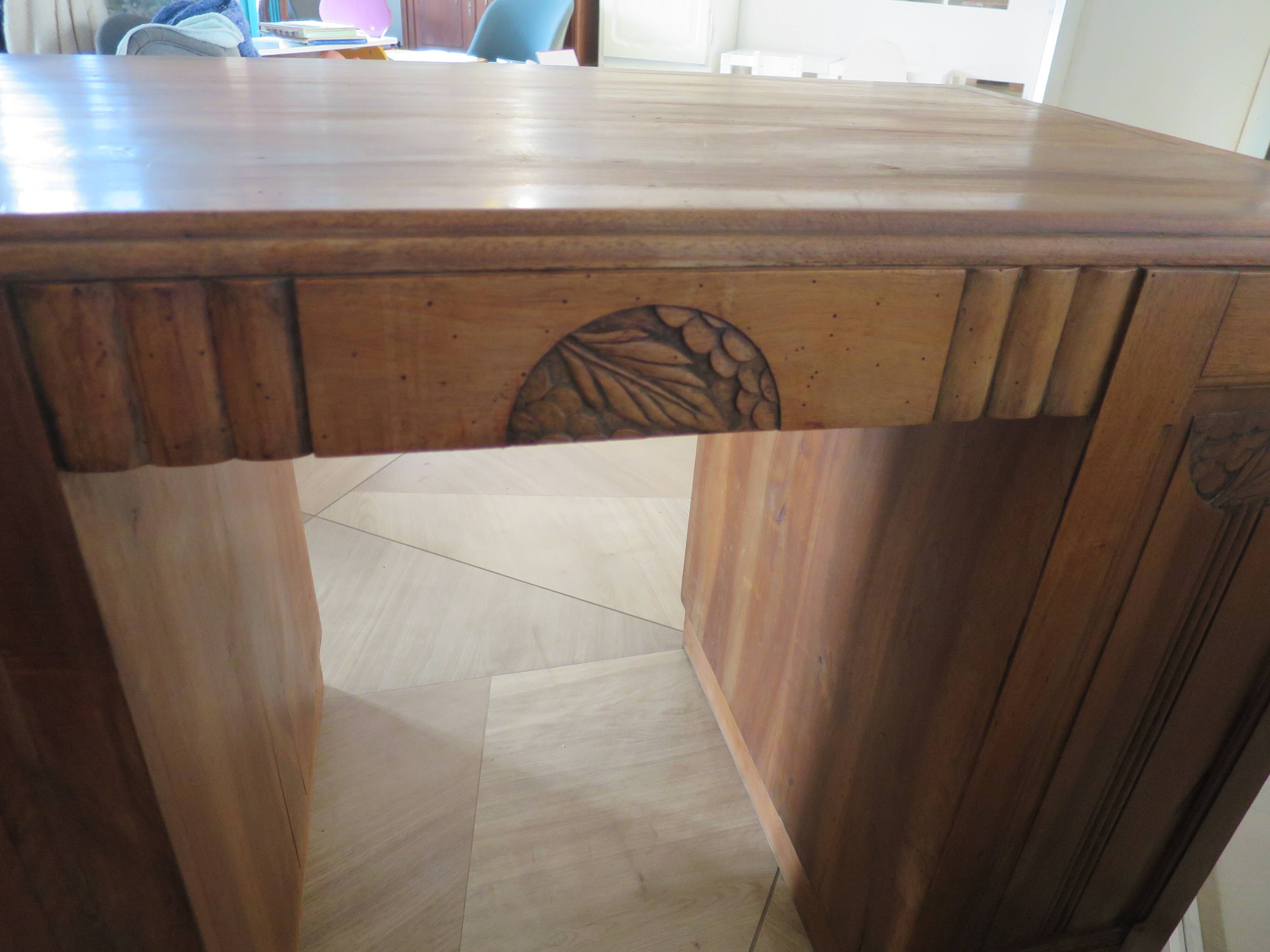 Vintage Art Deco schoolmaster's desk - double-sided - solid wood - 1940s/50s
