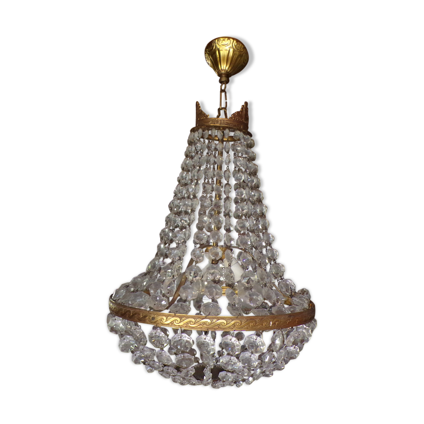 Lustre montgolfière à pampilles