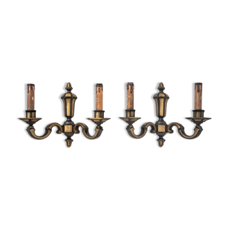 Set of brass wall lamps, Poland, 1950s