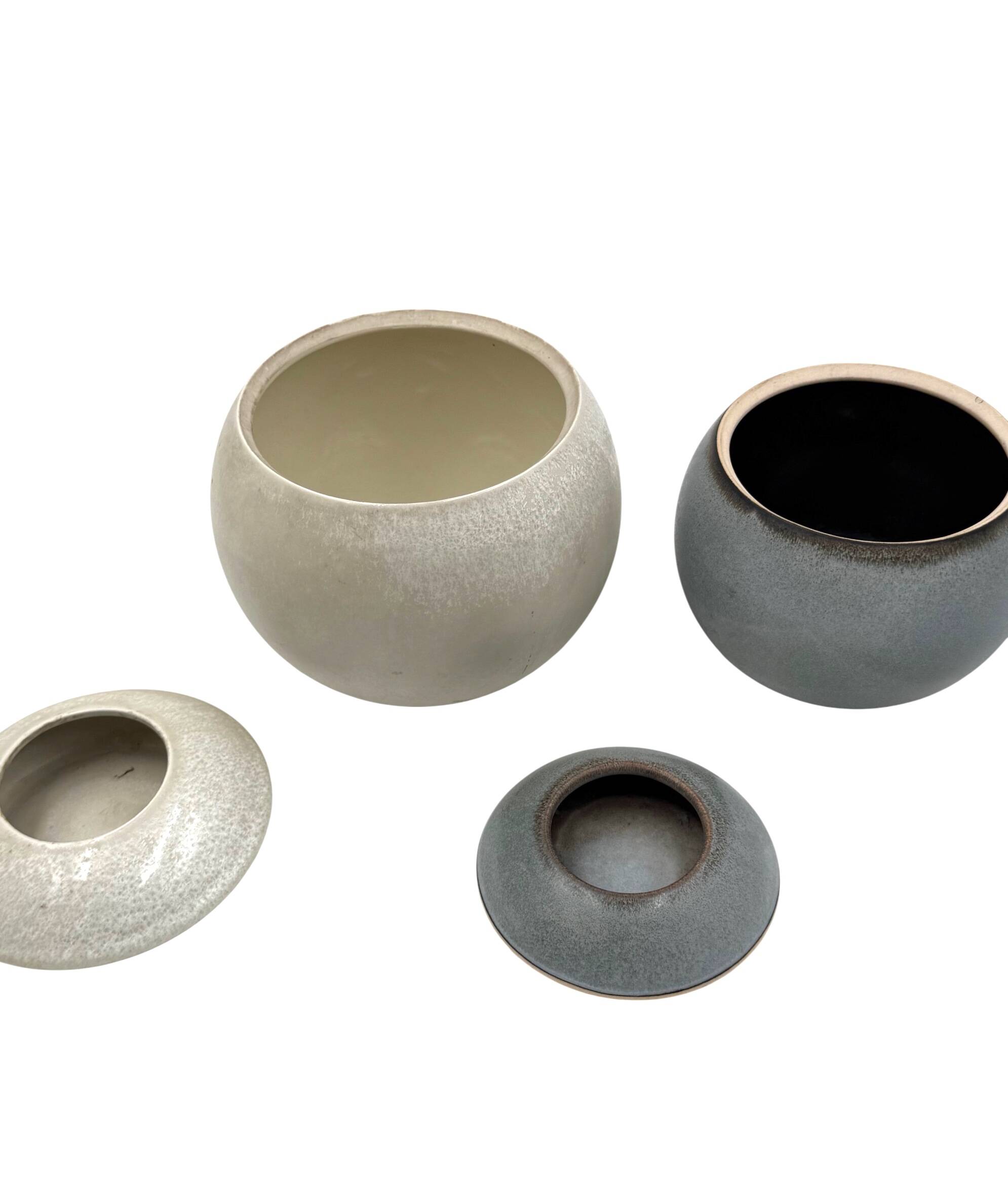 Mid-century Modern set of 2 gres vases, Franco Bucci Italy ca. 1960