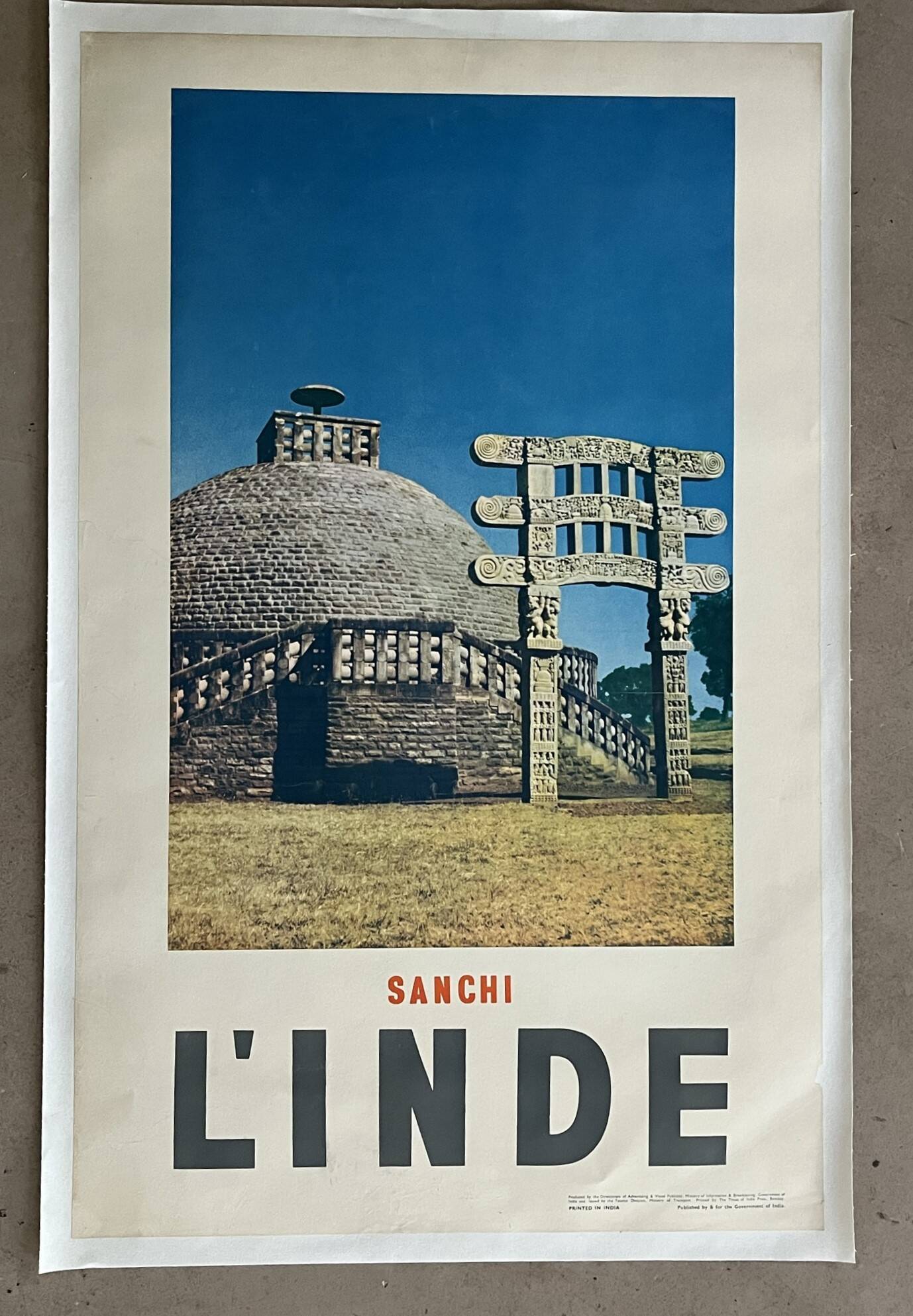 Sanchi INDIA canvas advertising poster circa 1960