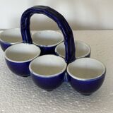 Cobalt blue earthenware egg cup service from the Georges Dreyfus workshop circa 1900